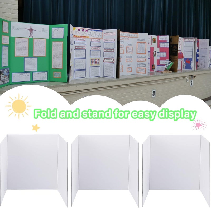 LonlyEagle Trifold Poster Board, 24" x 16", 3-Pack, White Corrugated Project Boards for Science Fairs, School Projects, Event Displays, and Business Presentations - Image 3